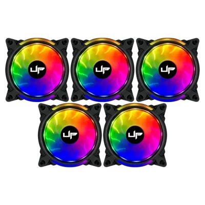 Kit com 5 Cooler Fan de Gabinete UP Gamer Elite ARGB 5v 120mm c/Controle Black
