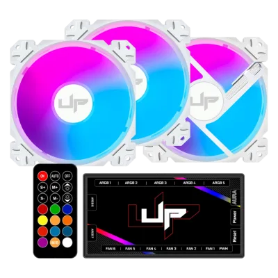 Cooler Fan de Gabinete Kit com 3 UP Gamer Nevaska ARGB 5v 120mm con Controle,
