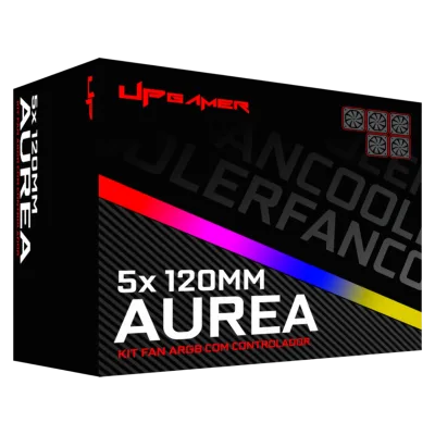 Kit com 5 Cooler Fan de Gabinete UP Gamer Aurea ARGB 5v 120mm c/Controle