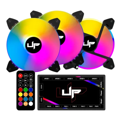 Kit com 5 Cooler Fan de Gabinete UP Gamer Aurea ARGB 5v 120mm c/Controle