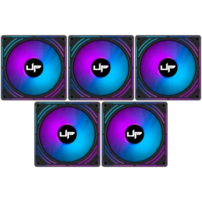 Cooler Fan de Gabinete Kit com 5 UP Gamer Rainbow ARGB 5v 120mm con Controle