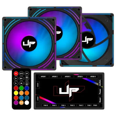 Cooler Fan de Gabinete Kit com 5 UP Gamer Rainbow ARGB 5v 120mm con Controle
